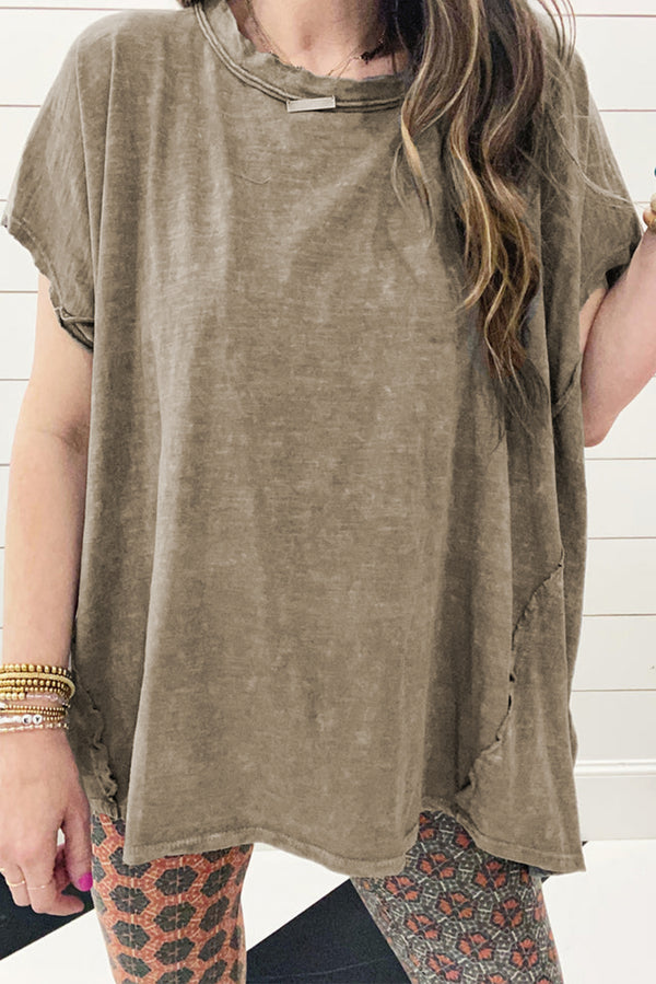 Vintage Washed Short Dolman Sleeve Oversized T Shirt