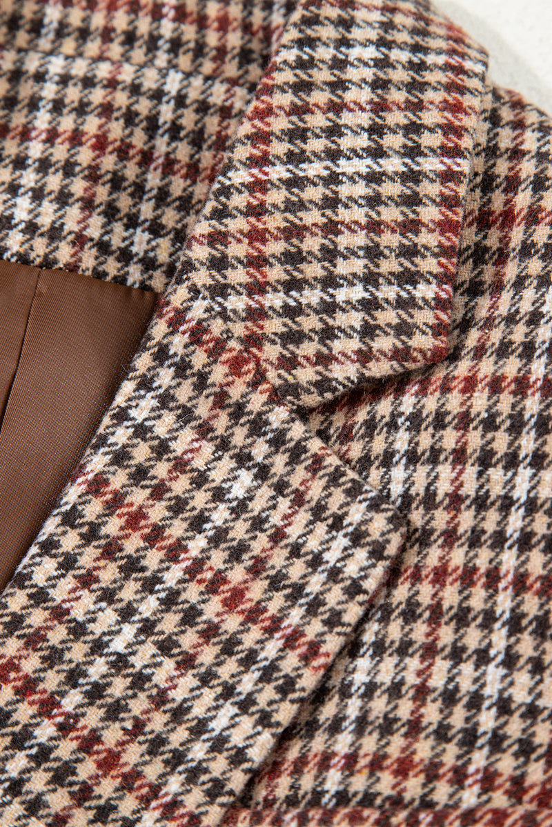 Houndstooth Lapel Collar Blazer