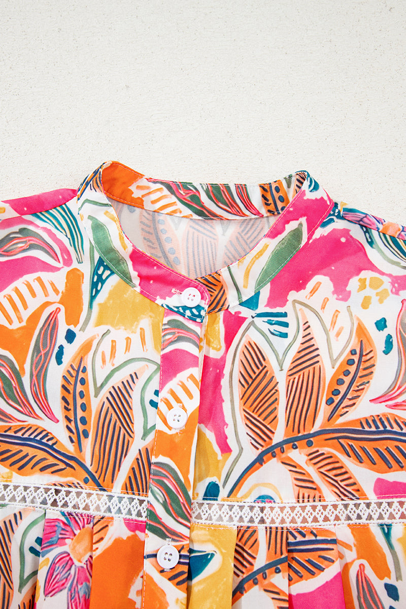 Tropical Vacation Vibe Printed Button Up Short Sleeve Shirt