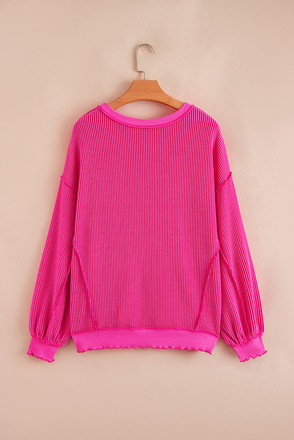 Twisted Rib Uneven Hem Drop Shoulder Loose Knit Top