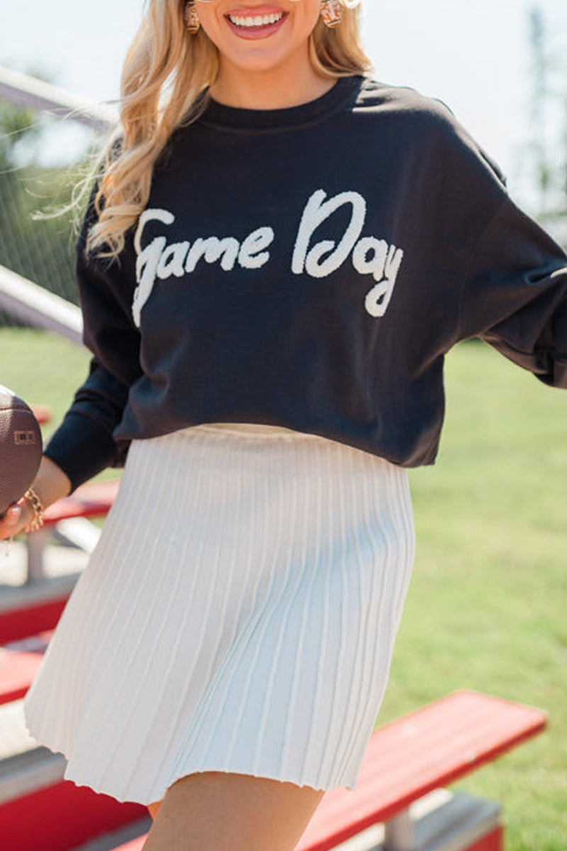 Chenille Game Day Graphic Drop Shoulder Sweatshirt