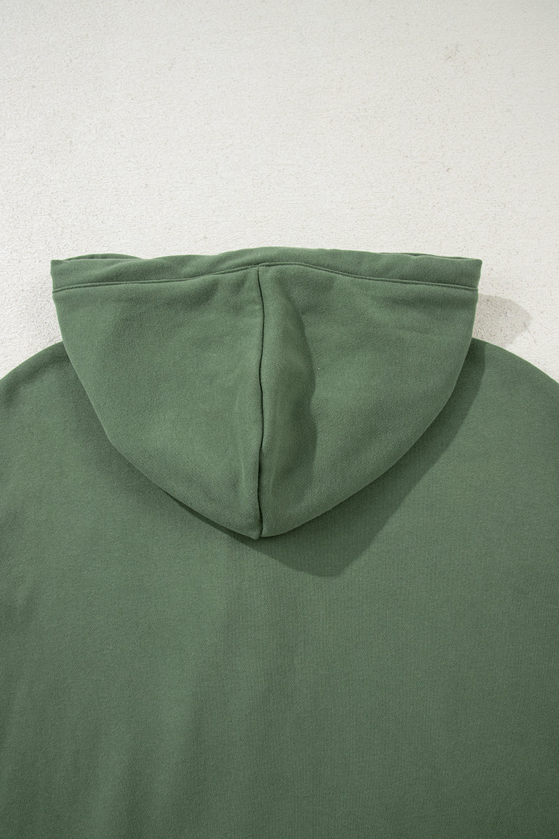 Solid Button Drawstring Hooded Pullover and Casual Short Set