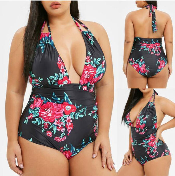 Floral Plus Size Printed one-piece swimsuit