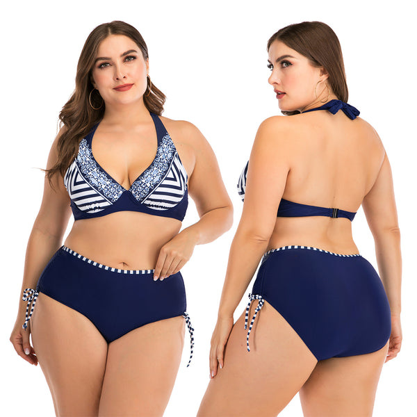 Plus size woman underwire bikini set swimwear
