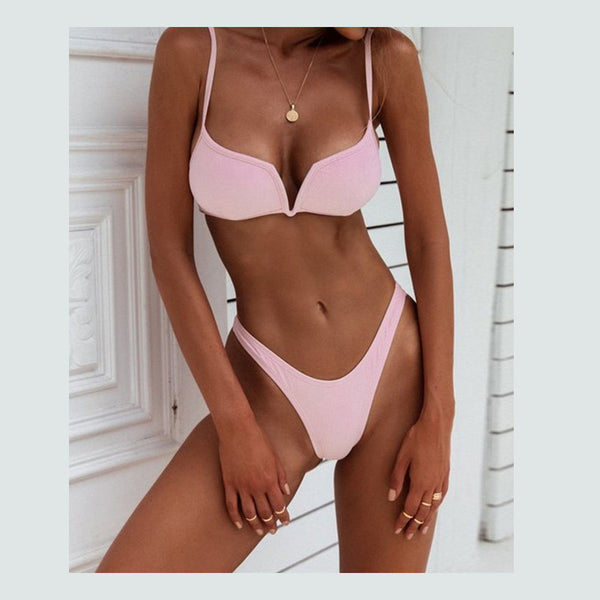 Solid color sexy bikini swimwear
