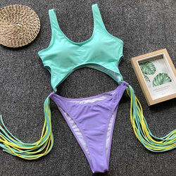 Ladies tassel one-piece swimsuit