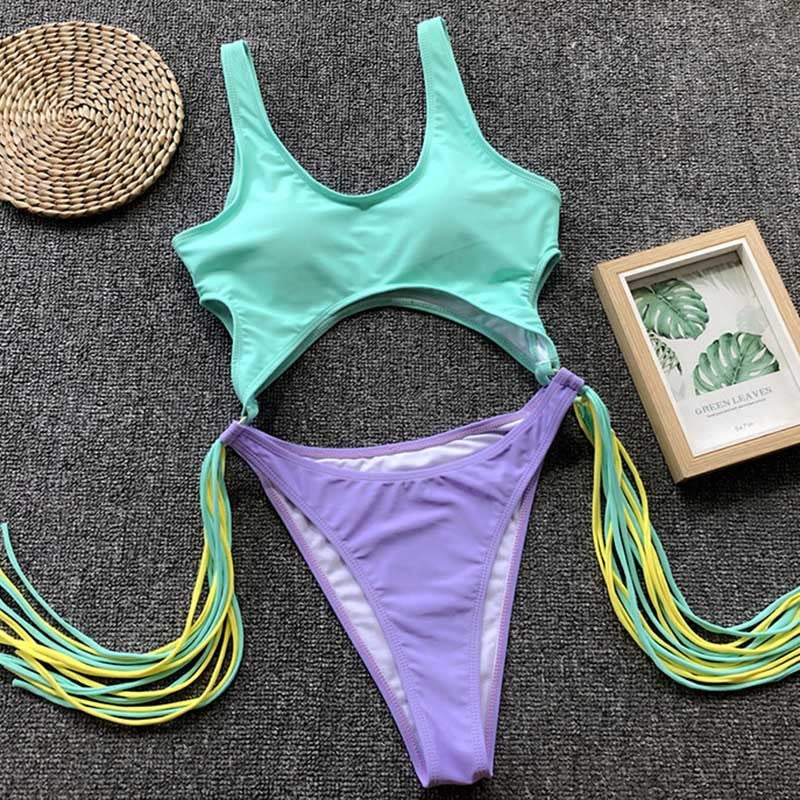 Ladies tassel one-piece swimsuit