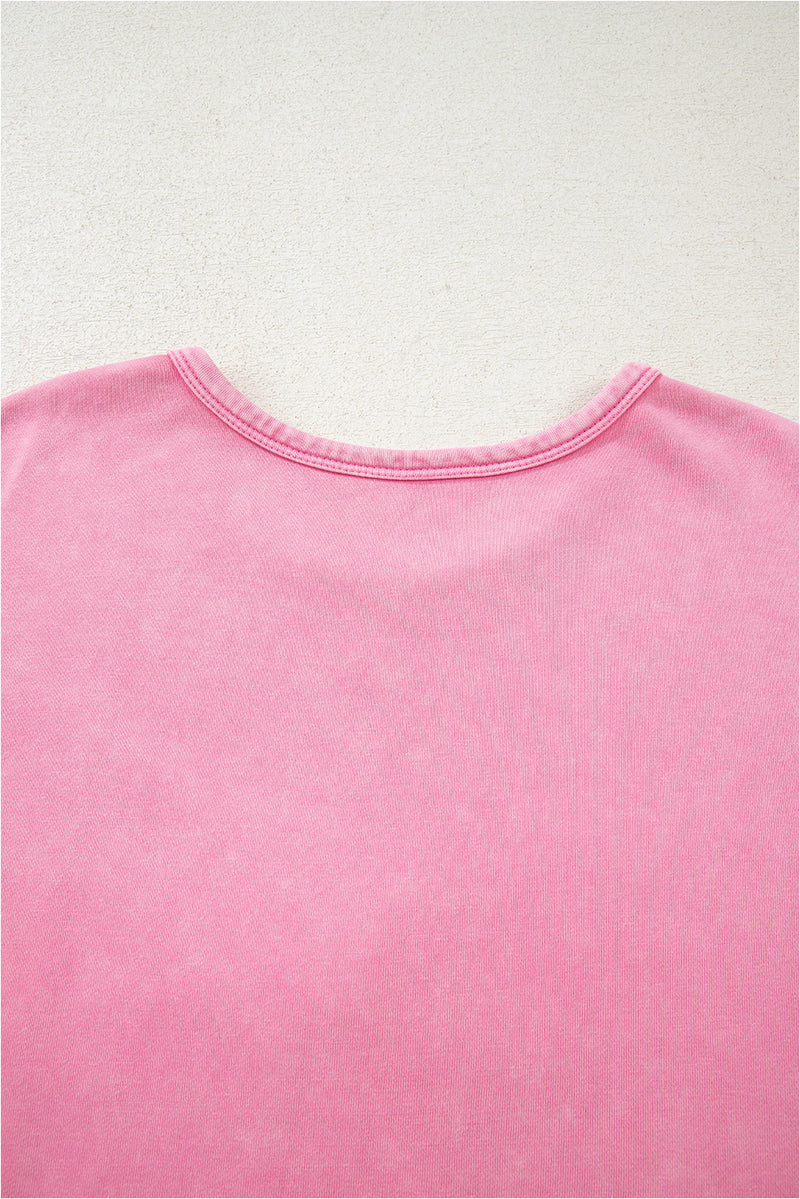 Bowknot Patchwork Graphic Mineral Wash Plus Size Sweatshirt