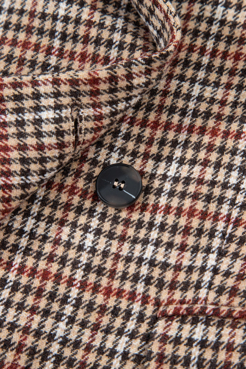 Houndstooth Lapel Collar Blazer