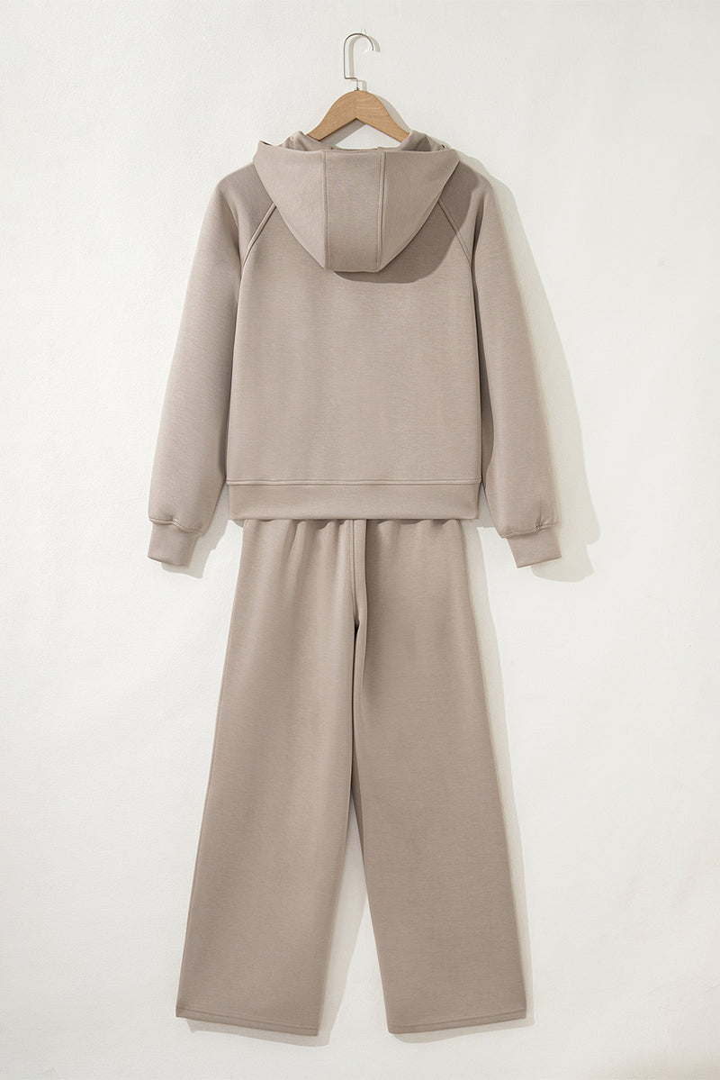 Half Zip Thumbhole Sleeve Hoodie Active Pants 2pcs Outfit