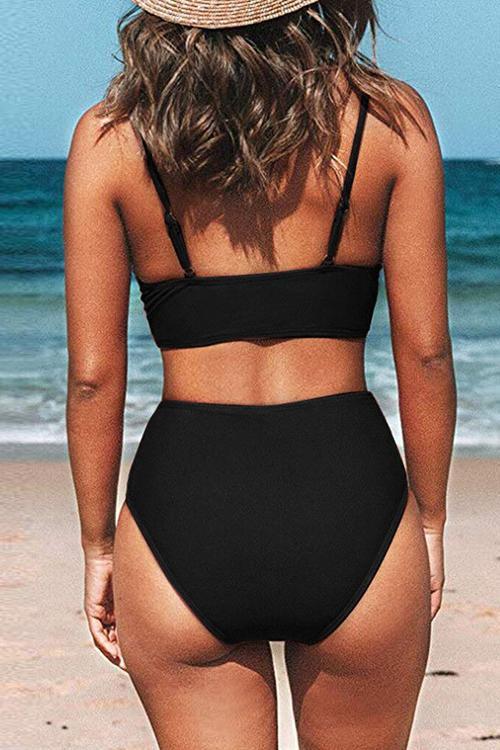 Plain Nylon Bikini Stand-Alone Split Swimsuit