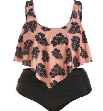 Plus Size Ruffle Tankini Set with High-Waist Bottoms