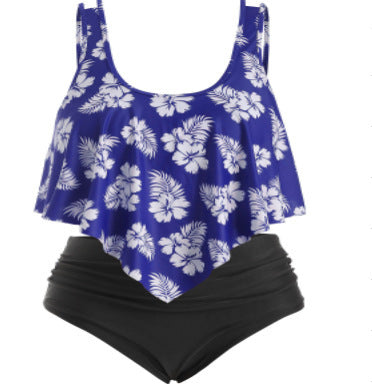 Plus Size Ruffle Tankini Set with High-Waist Bottoms