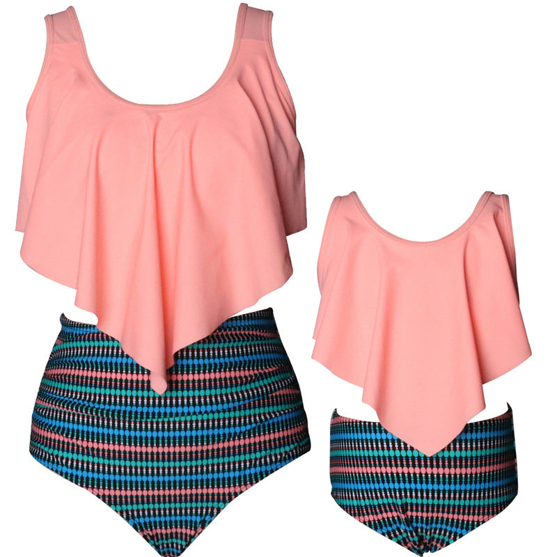 Ruffled Parent-Child Swimwear