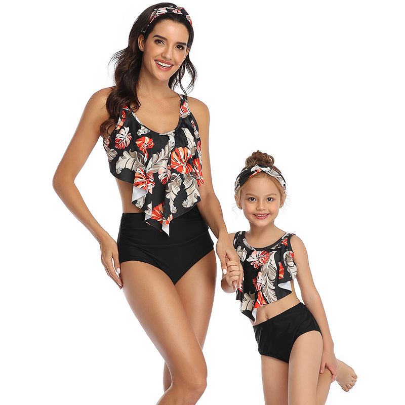 Ruffled Parent-Child Swimwear