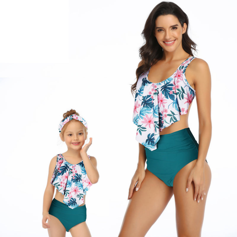 Ruffled Parent-Child Swimwear