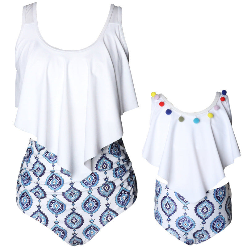 Ruffled Parent-Child Swimwear