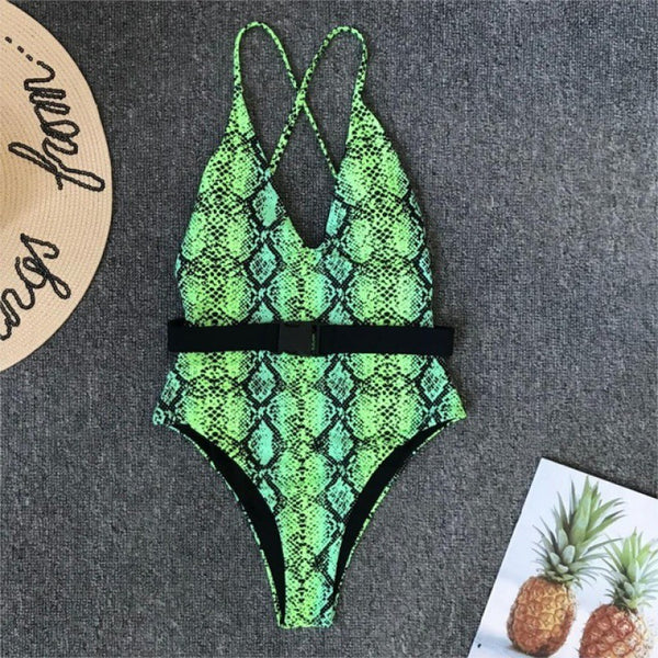Grid and Solid Pattern White Swimsuit Women