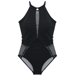 Cover Belly Slim Swimsuit Black Mesh One-piece Bikini Sexy Triangle