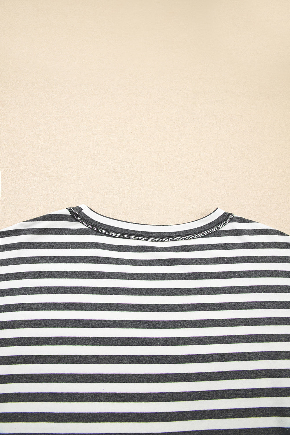 Stripe Starry Patch Drop Shoulder Raw Edge Casual Knit Top
