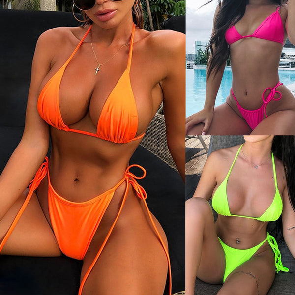 Sext Tassel Solid color split bikini swimwear