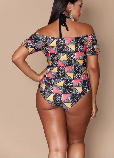 Geometric bikini ladies plus size swimwear