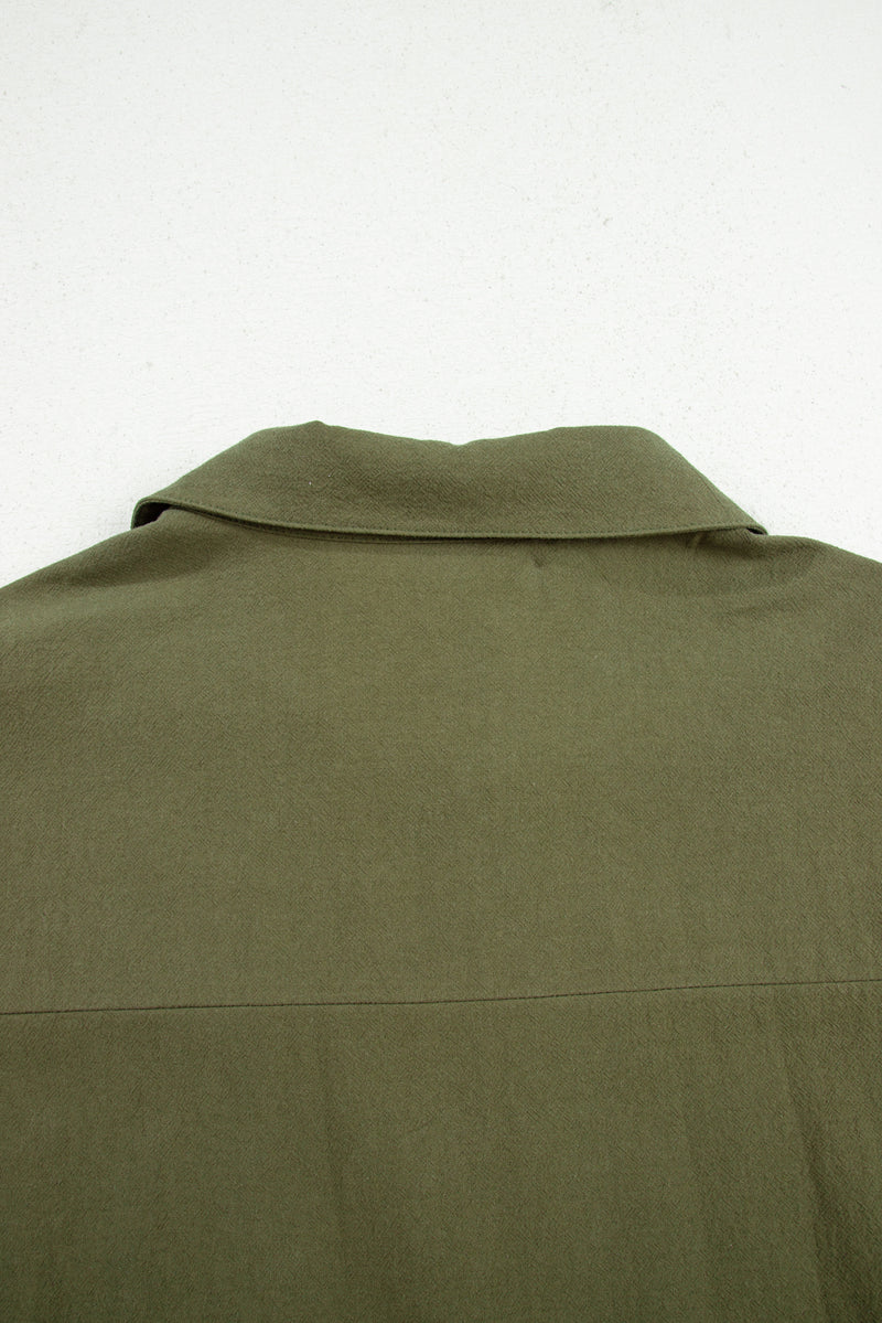 Four Leaf Clover Plus Size Collar Half Button Long Sleeve Ruffle Hem Mini Dress