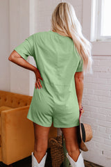 Loose Half Sleeve V Neck Knit Romper