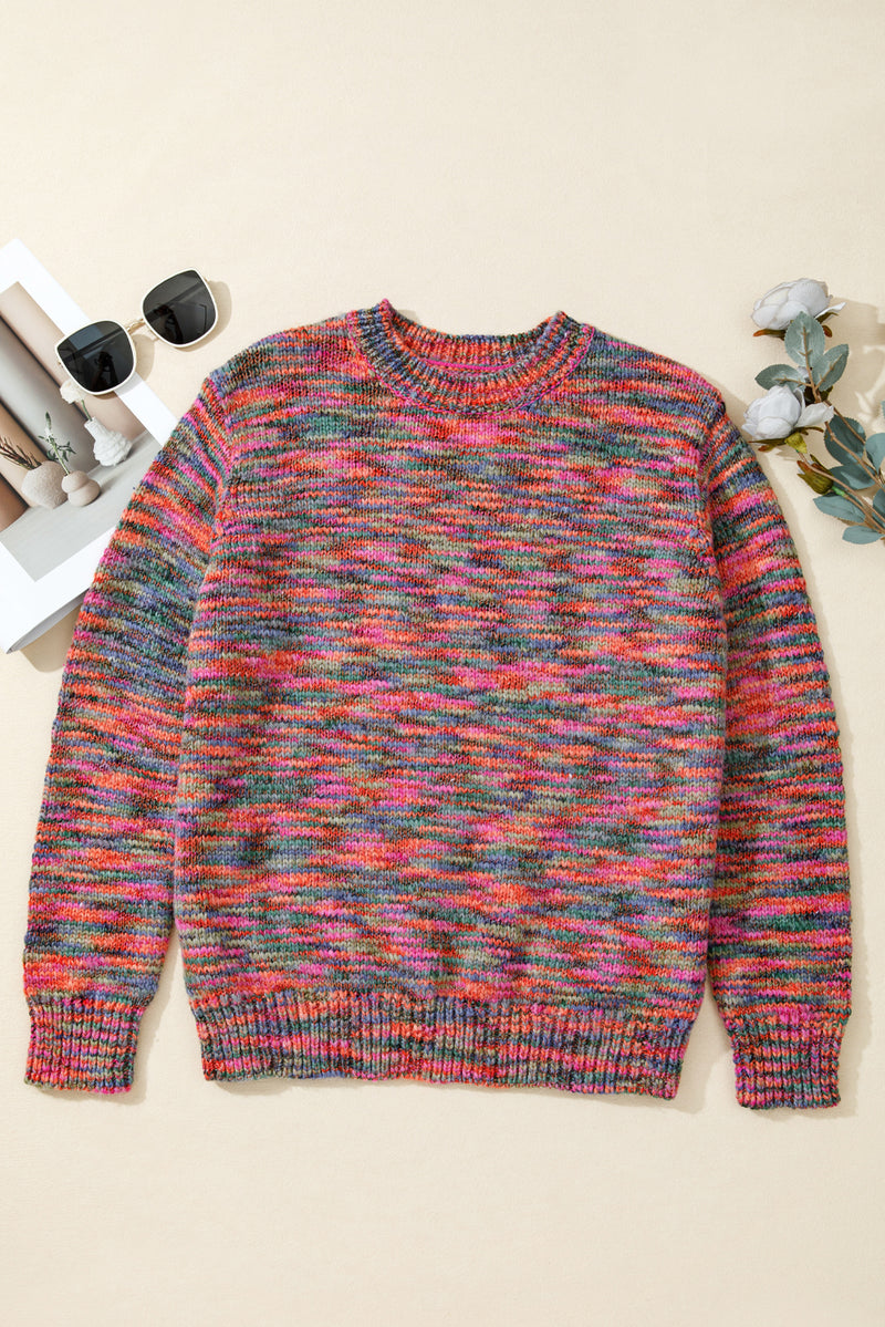 Space Dye Yarn Crew Neck Sweater