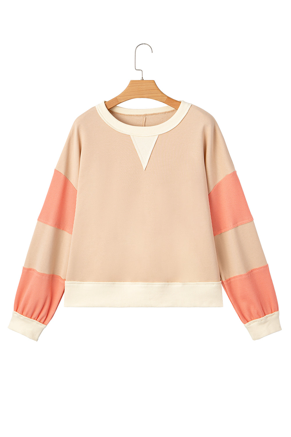 Color Block Textured Patchwork Pullover Sweatshirt