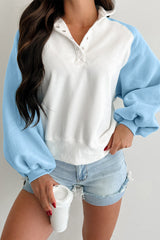 Colorblock Snap Buttons Pullover Sweatshirt