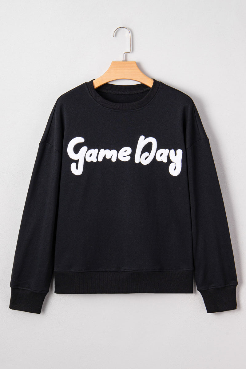 Chenille Game Day Graphic Drop Shoulder Sweatshirt