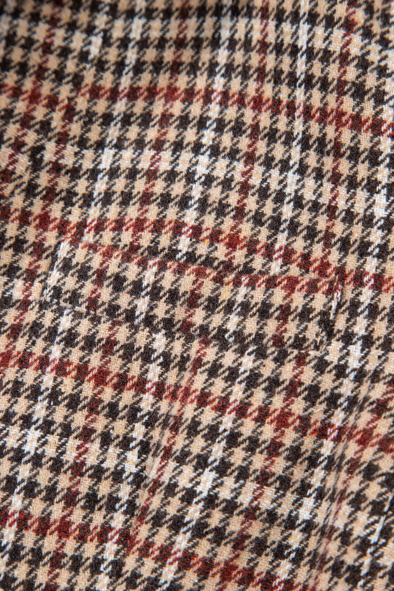 Houndstooth Lapel Collar Blazer