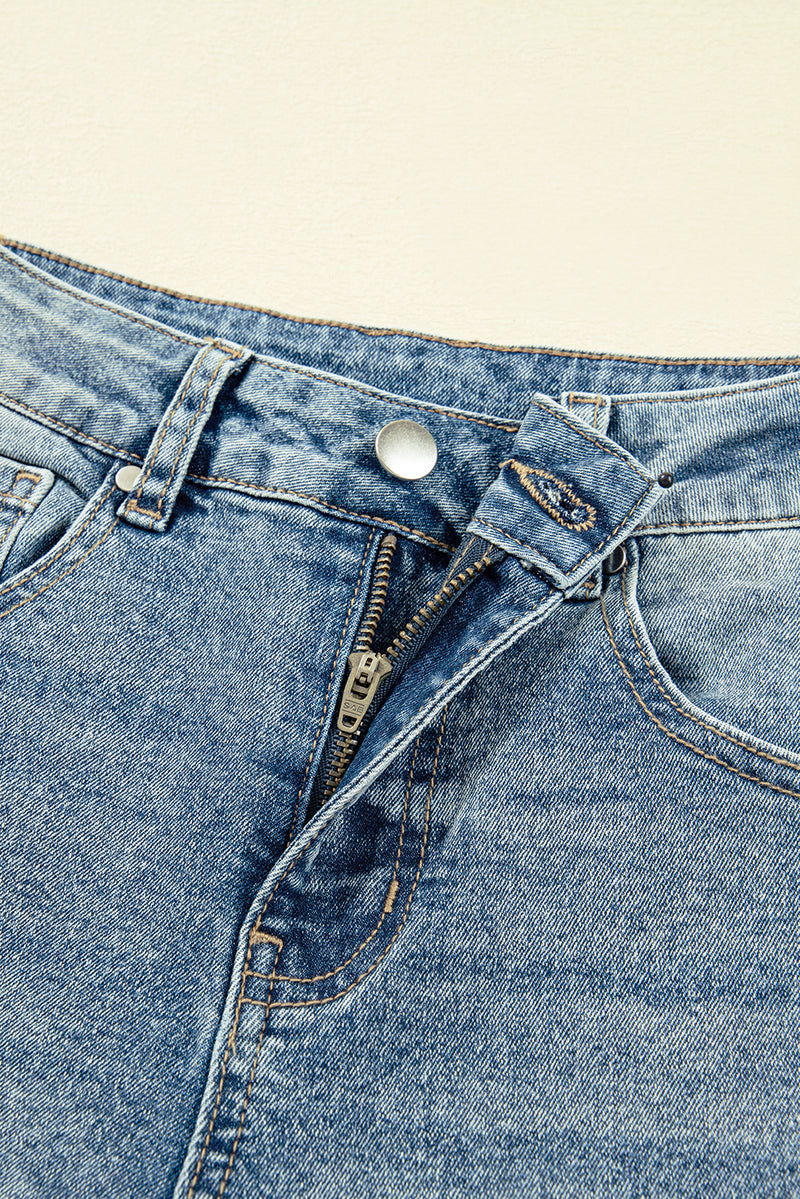 Blue Vintage Washed Seam Detail Shift Jeans