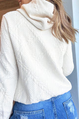 Cable Lattice Texture Kangaroo Pocket Hoodie