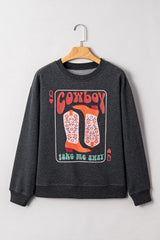 Grey Cowboy Queen Card Drop Shoulder Graphic Sweatshirt