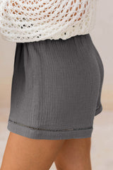 Solid Cotton Gauze Paperbag Shorts