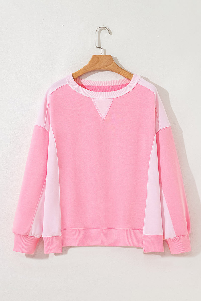 2-tone Color Block Patchwork Drop Shoulder Sweatshirt