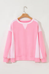 2-tone Color Block Patchwork Drop Shoulder Sweatshirt