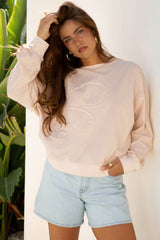 Raw Edge Flower Patch Drop Shoulder Casual Top