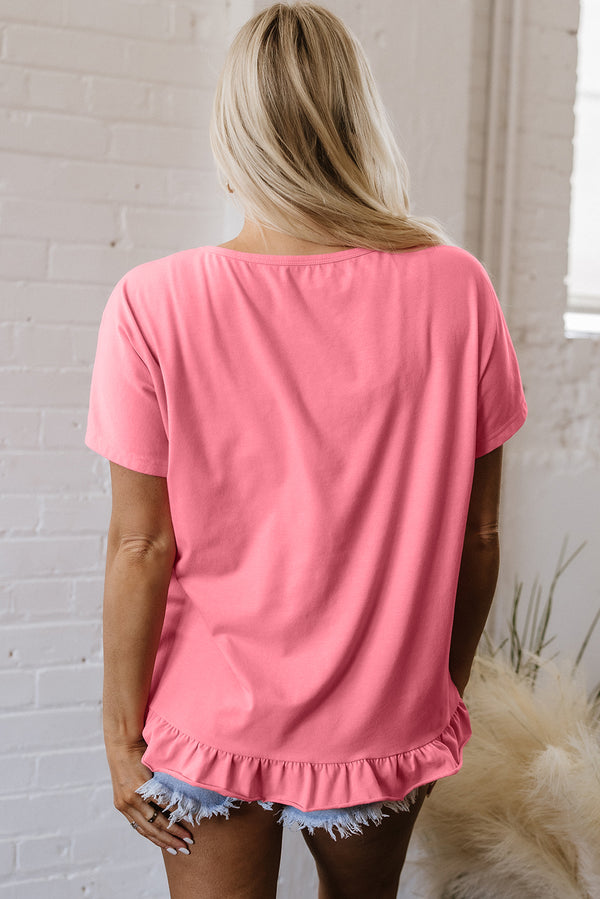 Frilled Hem Loose T-Shirt
