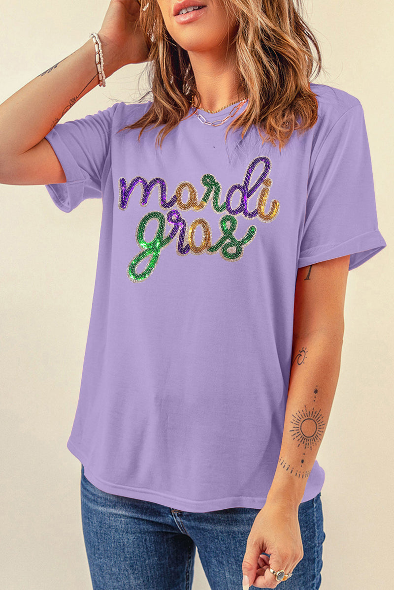 Sequin mardi gras Graphic T Shirt