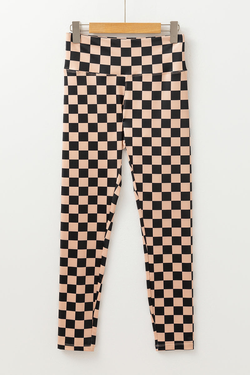 Checkered Pattern High Waist Skinny Leggings