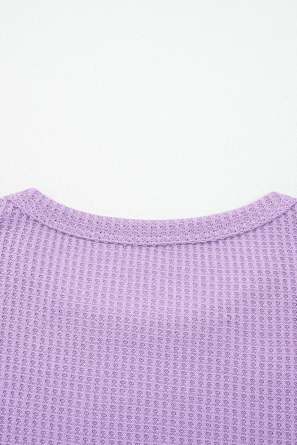 Thermal Knit Contrast Textured Patchwork Long Sleeve Top