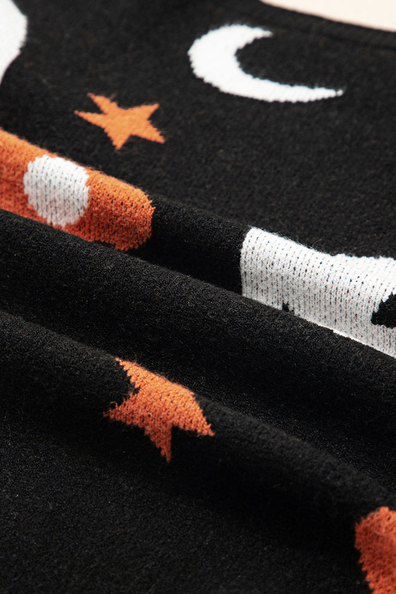 Halloween Mythical Night Pattern Drop Shoulder Sweater