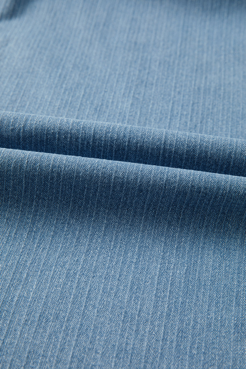 Patched Pocket Textured Wide Leg Plus Size Jeans