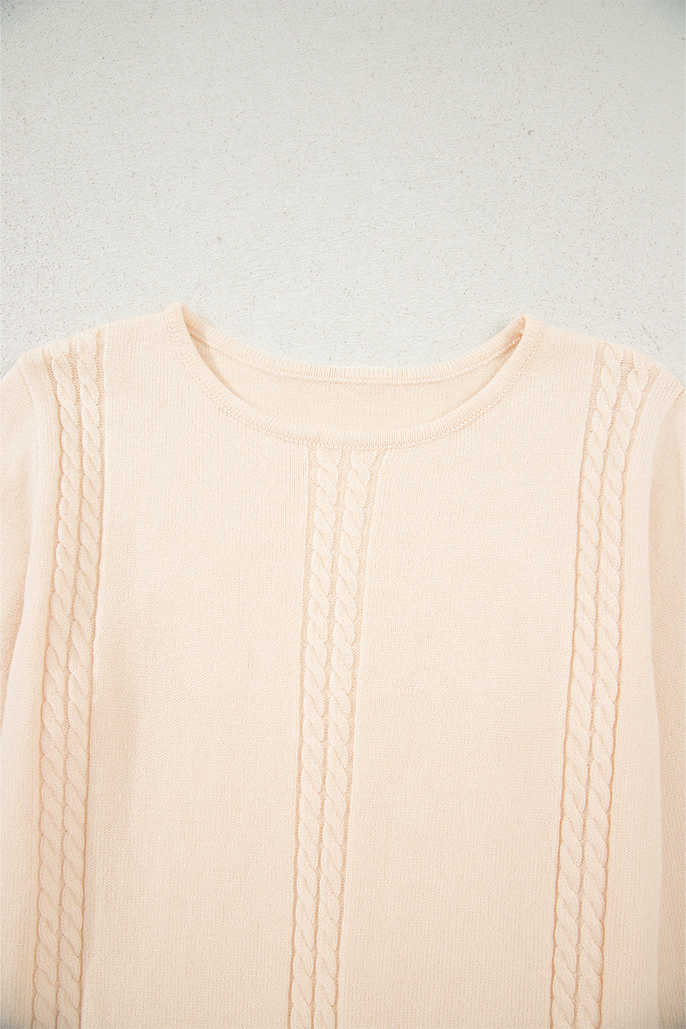 Cable Texture Bohemian Ruffle Hem Patchwork Sweater