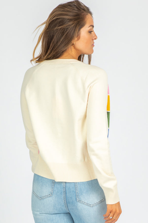 Stripe Colorful Pattern Button Front Sweater Cardigan