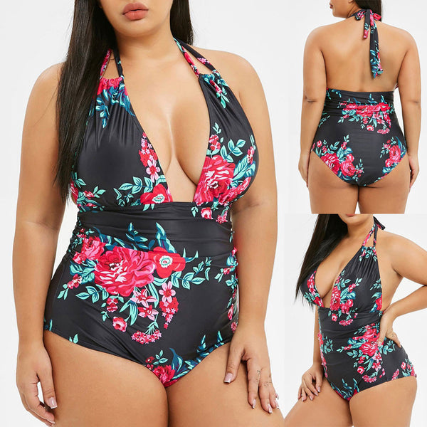 Floral Plus Size Printed one-piece swimsuit
