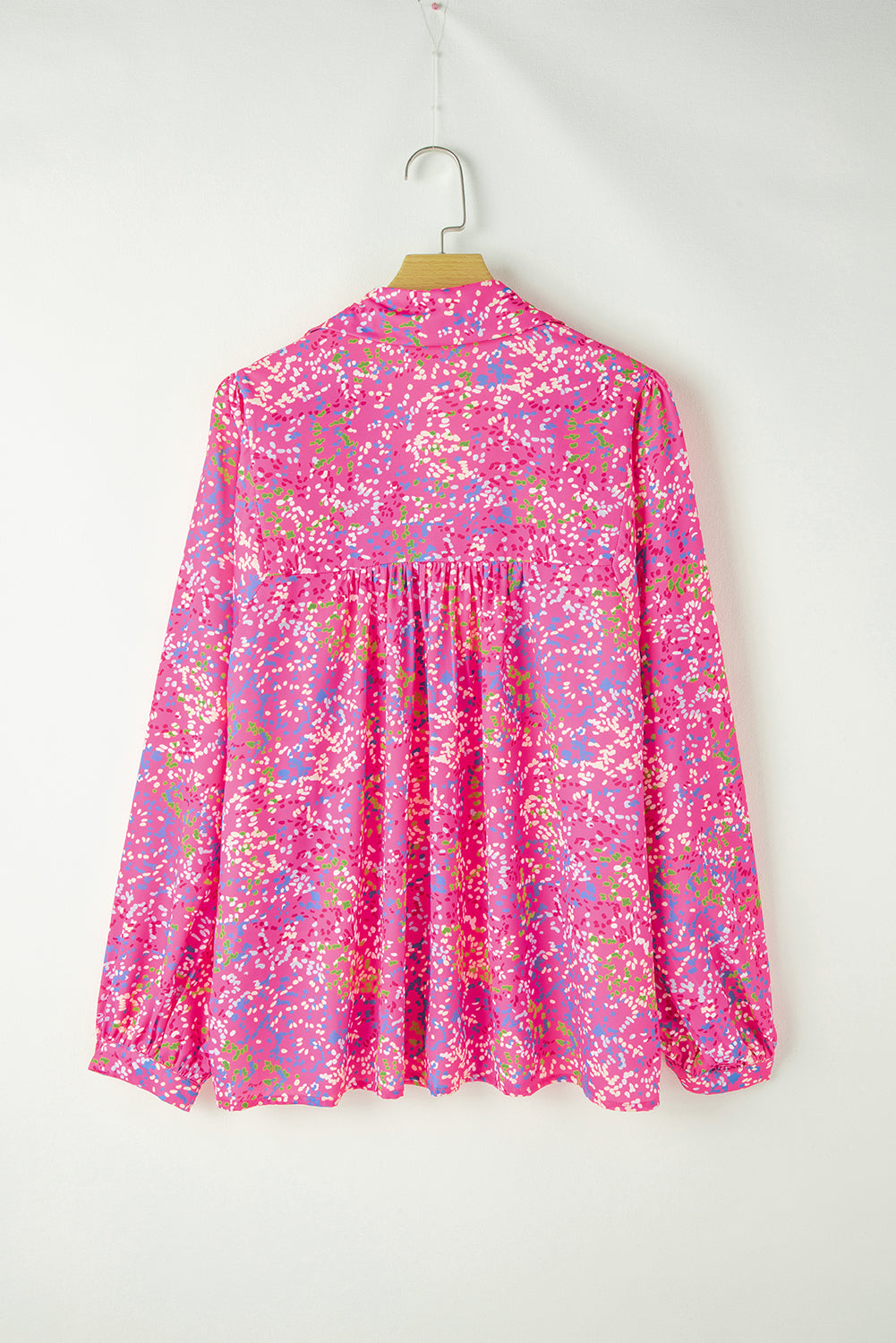 Abstract Print Collared V Neck Baby doll Blouse